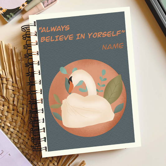 Always believe in yourself quote with swan illustration